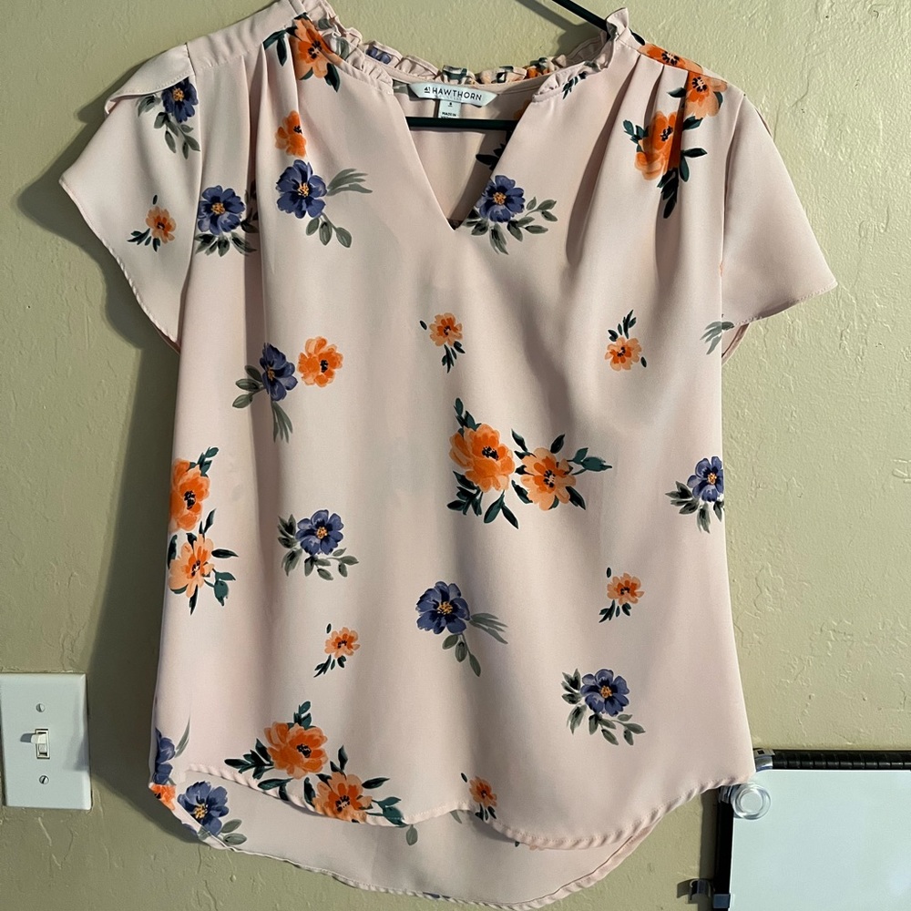 Pink floral blouse